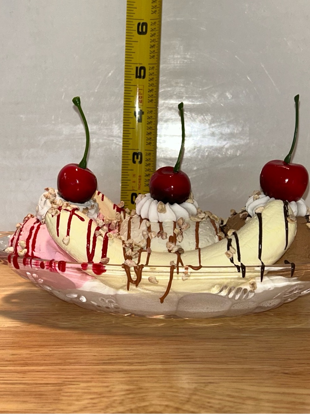 Decorative Faux Banana Split Centerpiece - Cream, Pink, Brown Handmade - Picture 7 of 7